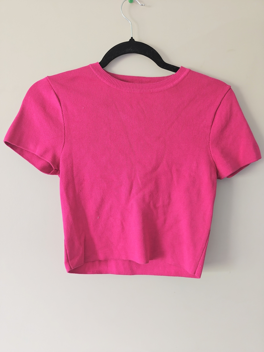 Zara Hot Pink Short Sleeve Crop Top